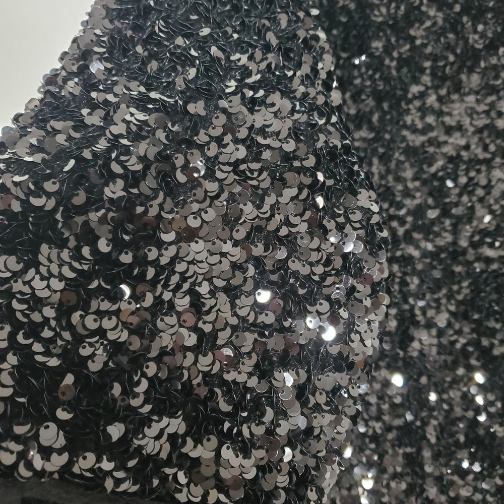 $898 Frances Valentine Regina Sequin Dress Size M Black Designer Wedding Glamour - Picture 12 of 16